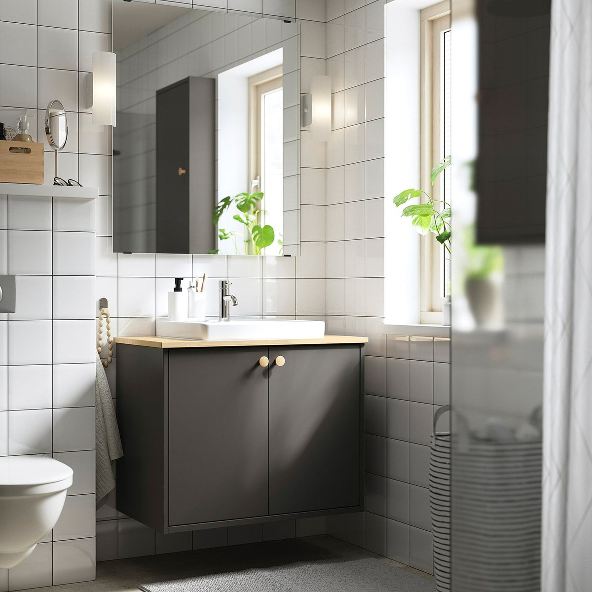HAVBÄCK / ORRSJÖN wash-stnd w doors/wash-basin, 82.0x71.0x49.0 cm
