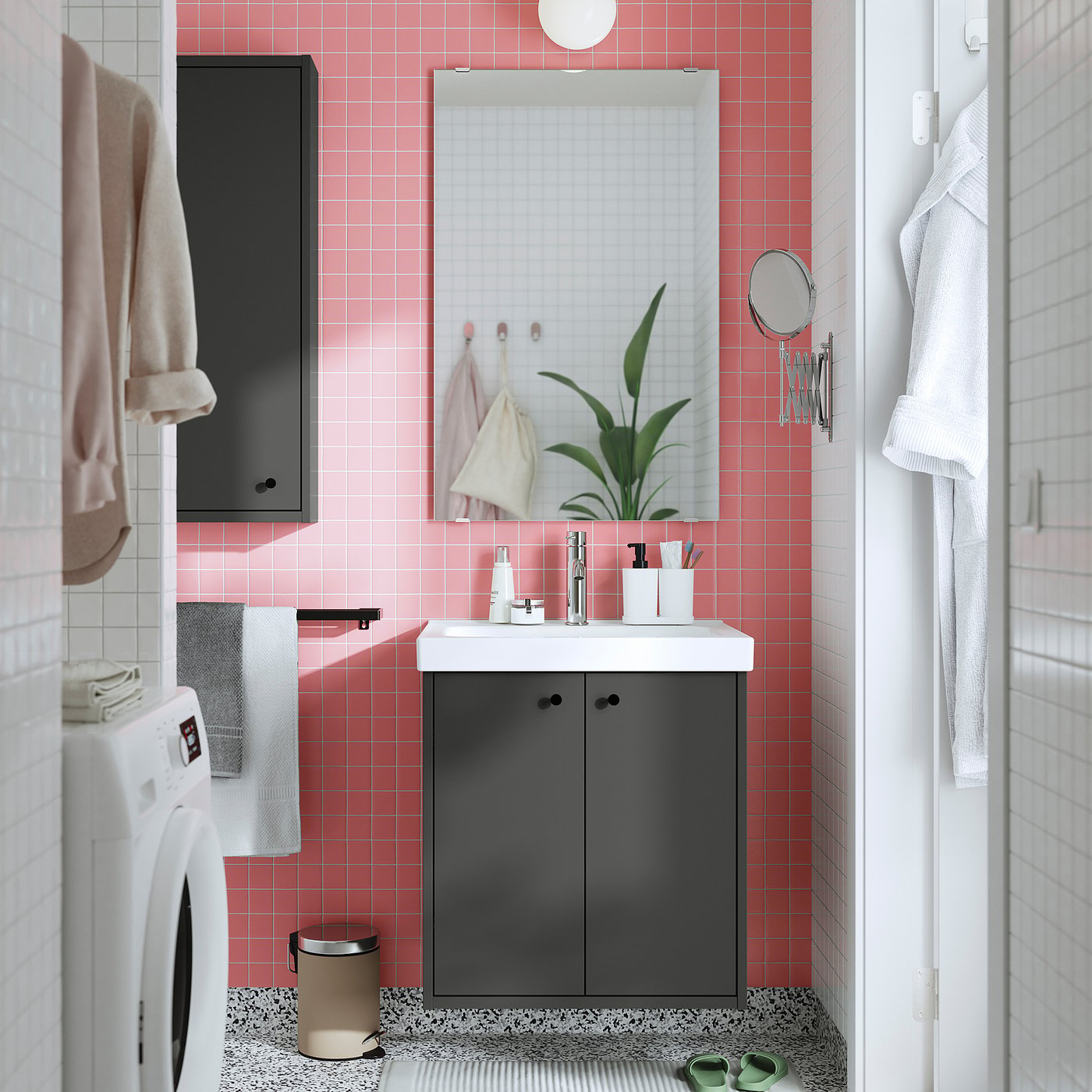 HAVBÄCK / ORRSJÖN wash-stnd w doors/wash-basin, 62.3x69.2x49.4 cm