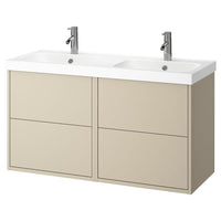 HAVBÄCK / ORRSJÖN wash-stand/wash-basin/taps, beige, 122x49x69 cm