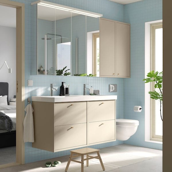 Ikea HAVBÄCK / ORRSJÖN - Washbasin/blender cabinet, beige,122x49x69 cm