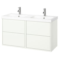 HAVBÄCK / ORRSJÖN wash-stand/wash-basin/taps, white, 122x49x69 cm