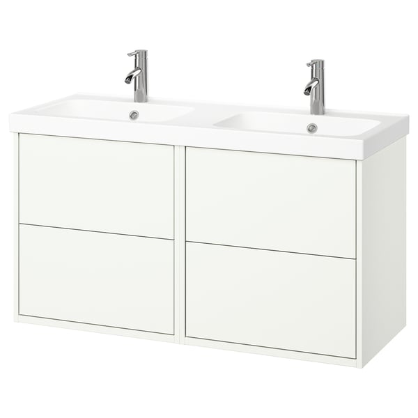 HAVBÄCK / ORRSJÖN wash-stand/wash-basin/taps, white, 122x49x69 cm