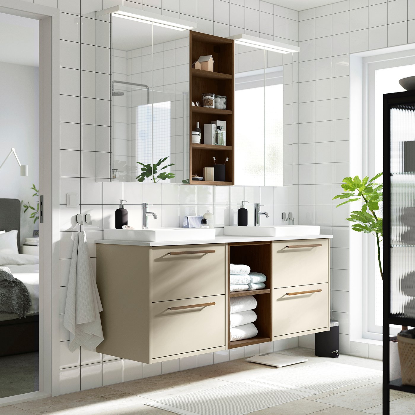 HAVBÄCK / ORRSJÖN wash-stand/wash-basins, 162.0x71.0x49.0 cm