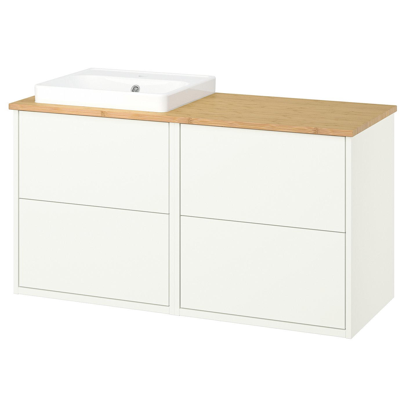 HAVBÄCK / ORRSJÖN wash-stand/wash-basin, white/bamboo, 122x49x71 cm