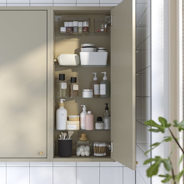 HAVBÄCK - Wall cabinet with door, beige, 40x15x95 cm