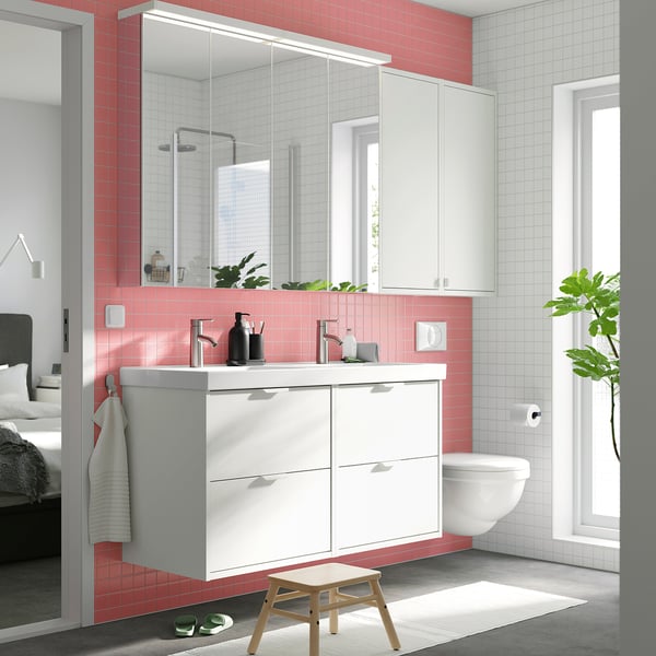 HAVBÄCK - Wall cabinet with door, white, 40x15x95 cm