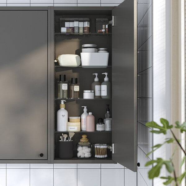 HAVBÄCK - Wall cabinet with door, dark grey, 40x15x95 cm