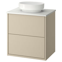 HAVBÄCK / VINDELÄLVEN wash-stnd w drawers/wash-basin, beige/white marble effect, 62x49x77 cm