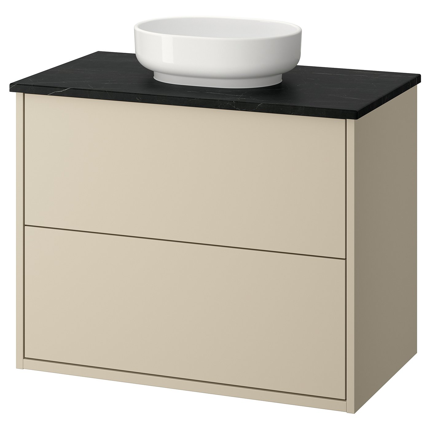 HAVBÄCK / VINDELÄLVEN wash-stnd w drawers/wash-basin, beige/black marble effect, 82x49x77 cm