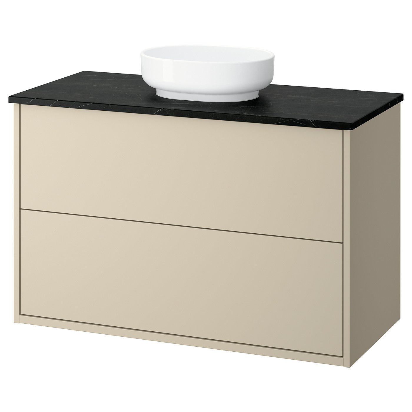 HAVBÄCK / VINDELÄLVEN wash-stnd w drawers/wash-basin, beige/black marble effect, 102x49x77 cm