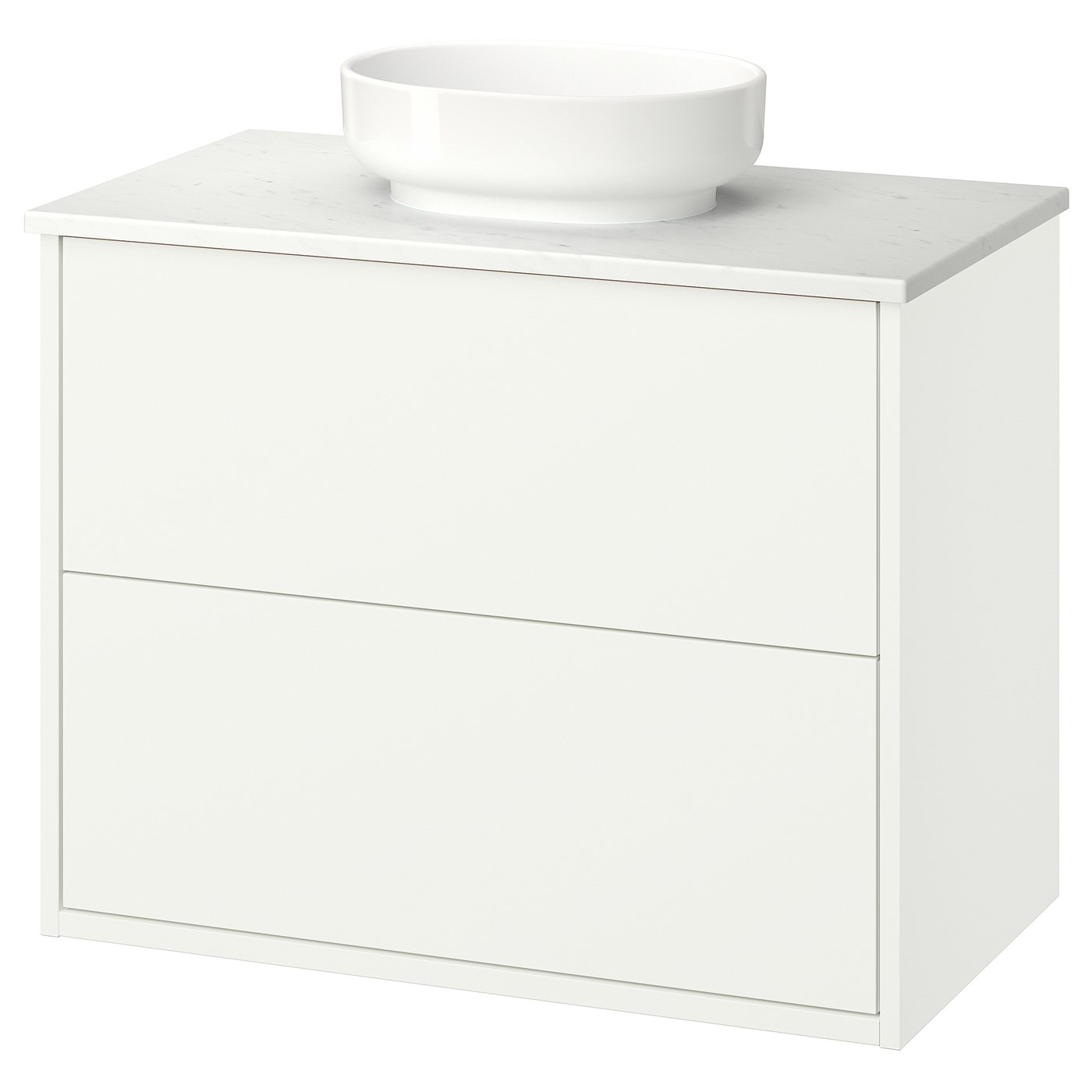HAVBÄCK / VINDELÄLVEN wash-stnd w drawers/wash-basin, white/white marble effect, 82x49x77 cm