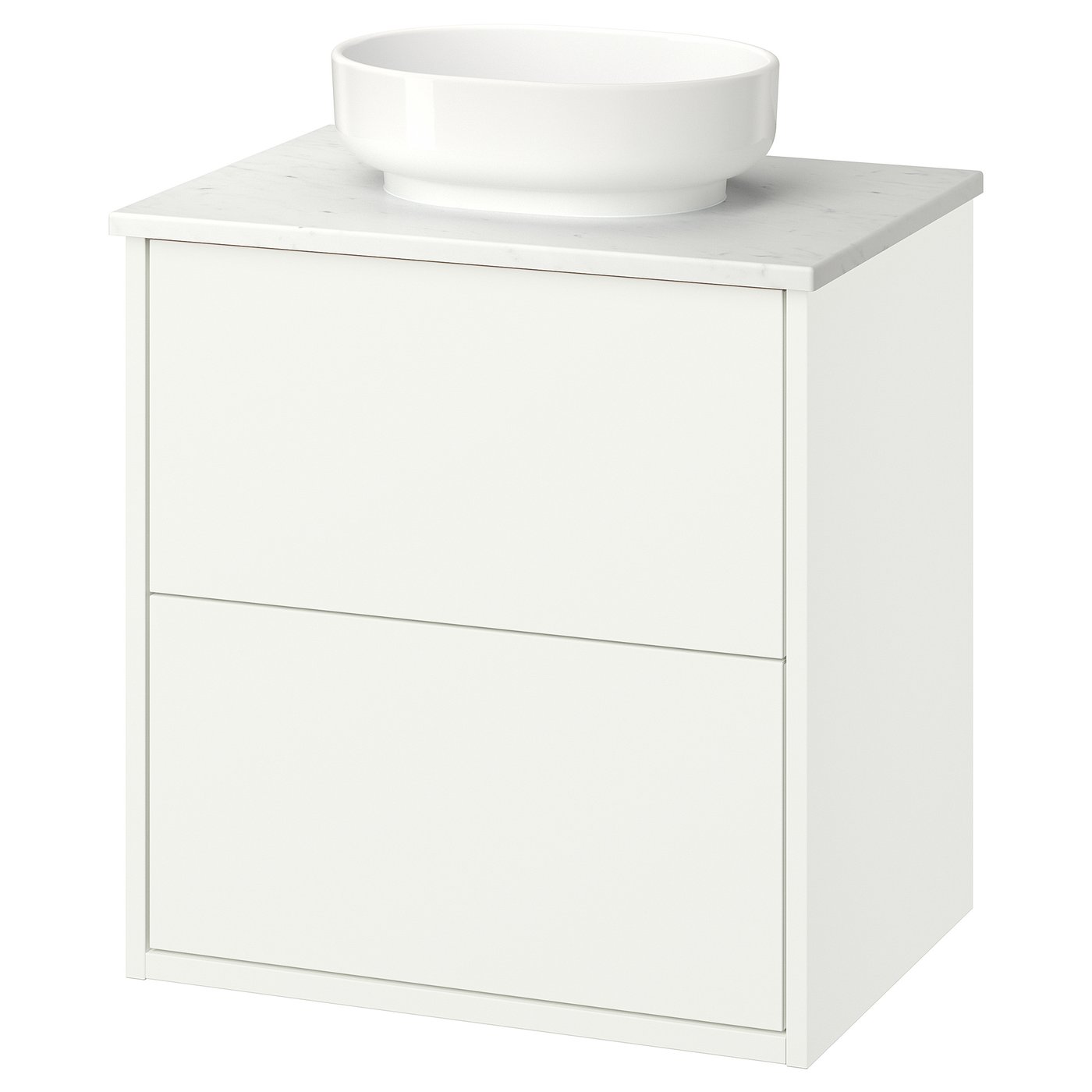 HAVBÄCK / VINDELÄLVEN wash-stnd w drawers/wash-basin, white/white marble effect, 62x49x77 cm