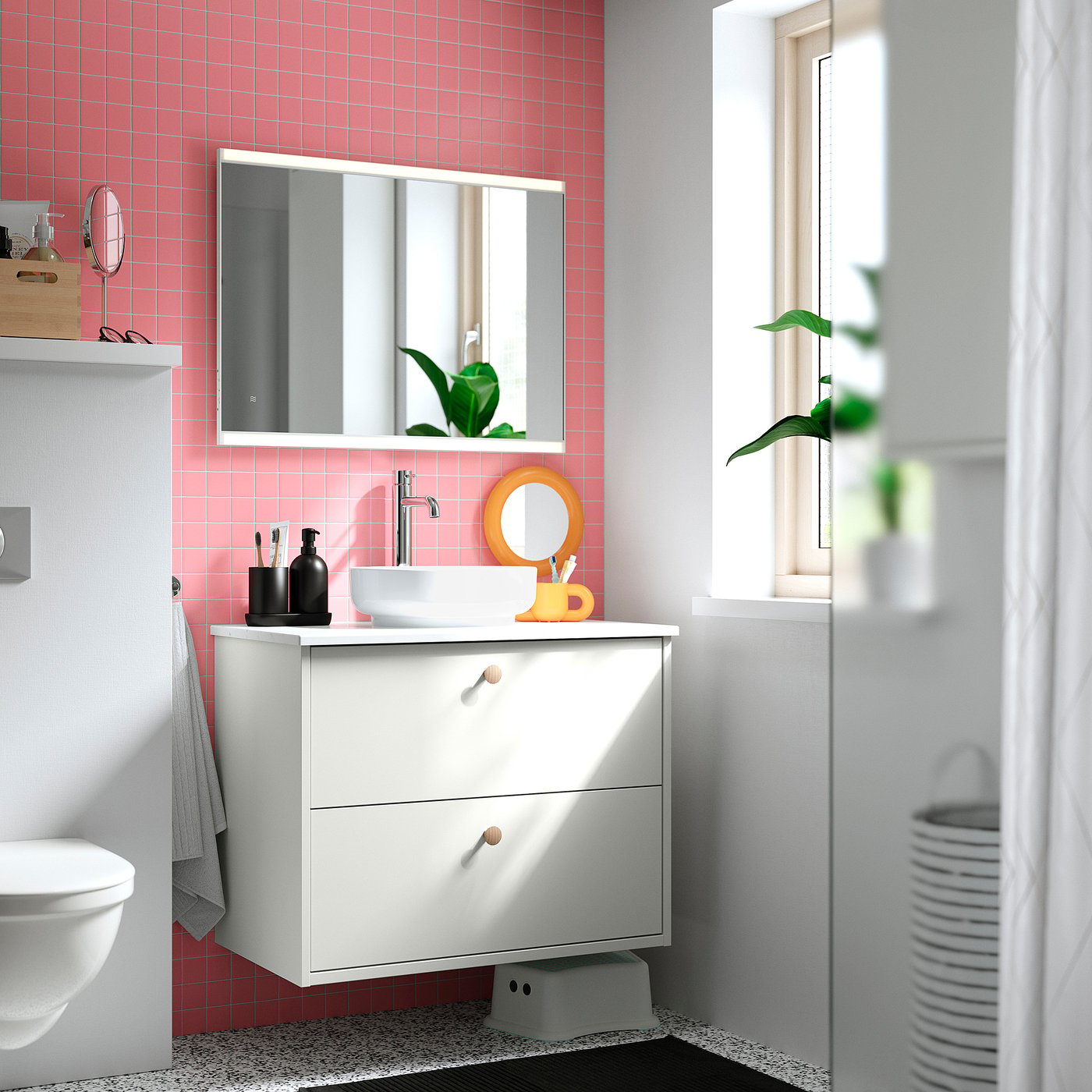 HAVBÄCK / VINDELÄLVEN wash-stnd w drawers/wash-basin, white/white marble effect, 82x49x77 cm