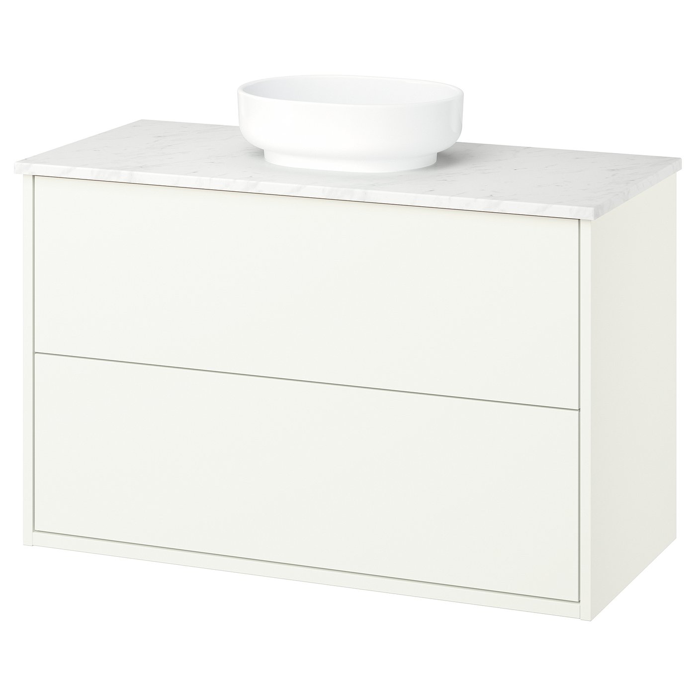 HAVBÄCK / VINDELÄLVEN wash-stnd w drawers/wash-basin, white/white marble effect, 102x49x77 cm