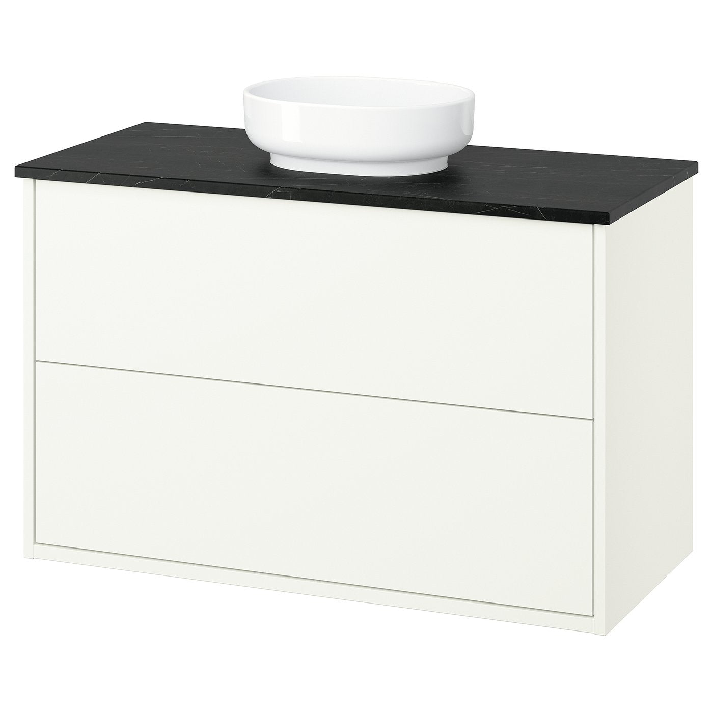 HAVBÄCK / VINDELÄLVEN wash-stnd w drawers/wash-basin, white/black marble effect, 102x49x77 cm