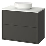 HAVBÄCK / VINDELÄLVEN wash-stnd w drawers/wash-basin, dark grey/white marble effect, 82x49x77 cm