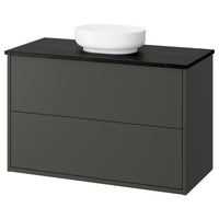 HAVBÄCK / VINDELÄLVEN wash-stnd w drawers/wash-basin, dark grey/black marble effect, 102x49x77 cm