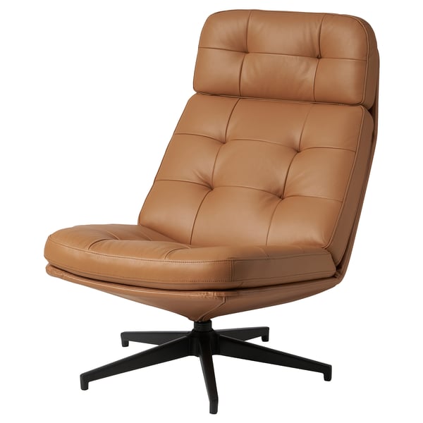 HAVBERG swivel armchair, Grann/Bomstad golden-brown, 66x92x99 cm