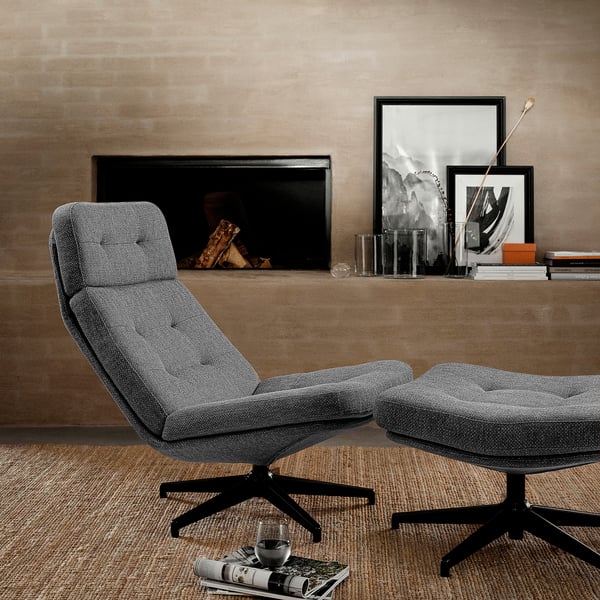 HAVBERG - Swivel armchair, Lejde grey/black ,