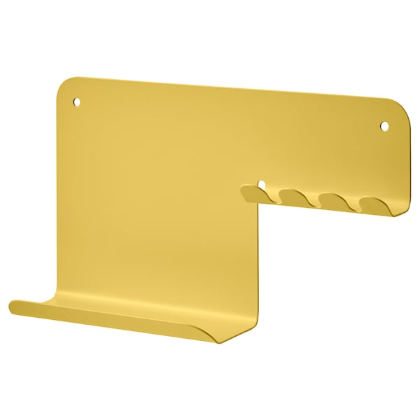 HAVREKROSS - Wall organiser w hooks, yellow, 23x13 cm