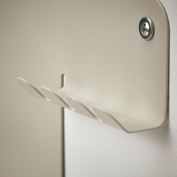 HAVREKROSS - Wall holder with hooks, light grey-beige,23x13 cm