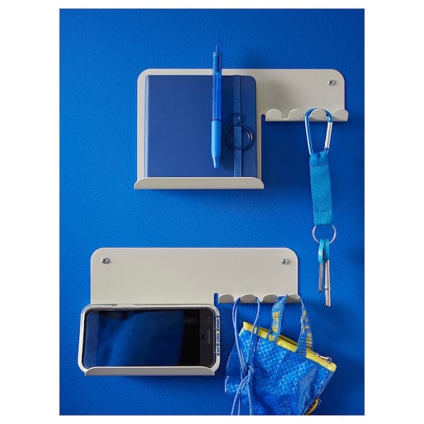Ikea HAVREKROSS - Wall organiser w hooks, light grey-beige, 23x13 cm