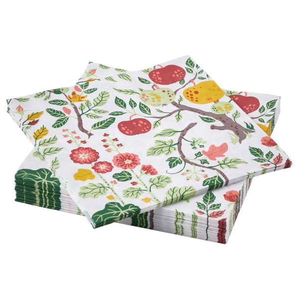 HAVSBRAXEN paper napkin, patterned multicolour, 33x33 cm, 30 pack