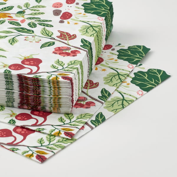 HAVSBRAXEN paper napkin, patterned multicolour, 33x33 cm, 30 pack