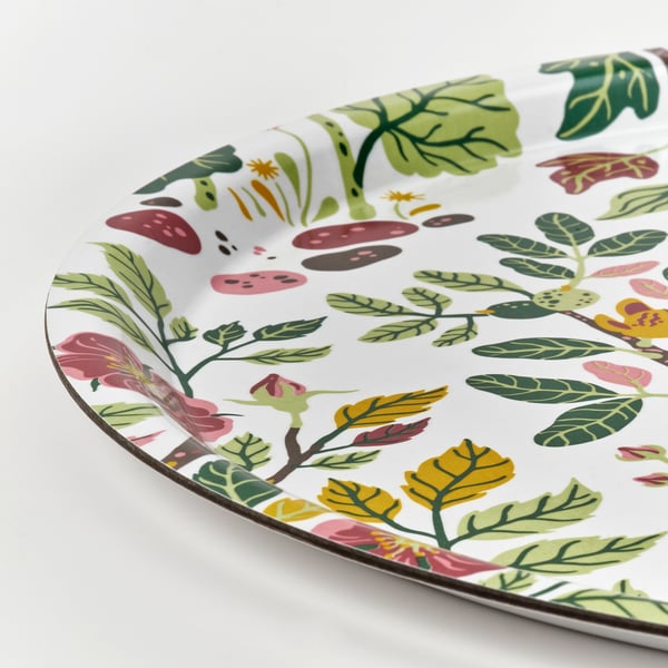 HAVSBRAXEN tray, patterned multicolour, 43 cm