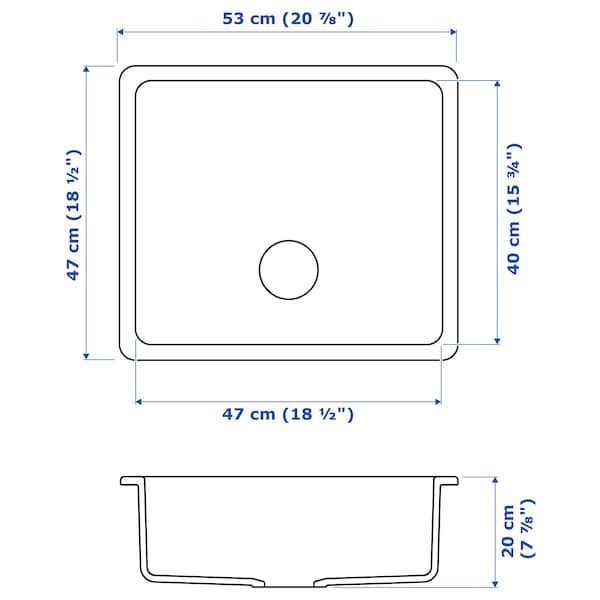 HAVSEN Recessed sink, 1 tub - white 53x47 cm