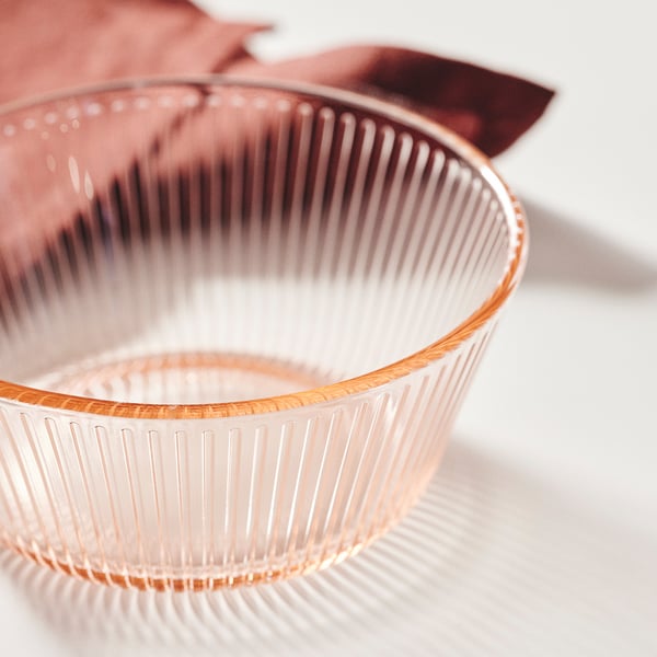 HAVSGÄDDA bowl, striped/pink pattern, 12 cm