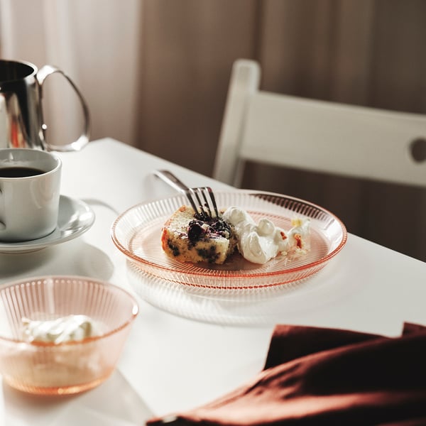 HAVSGÄDDA bowl, stripe pattern/pink, 12 cm