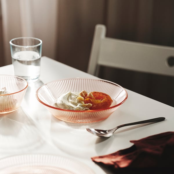 HAVSGÄDDA soup plate, striped/pink pattern, 19 cm