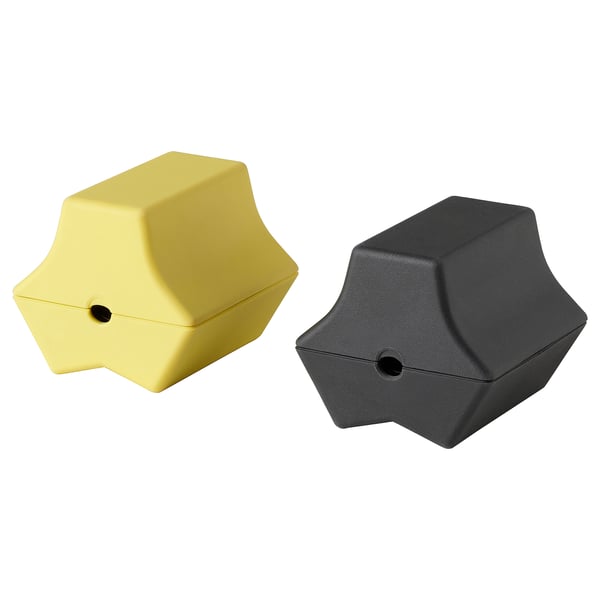 HAVSKÅL 2-piece, USB anchor, black/yellow, 4.3x4.1 cm