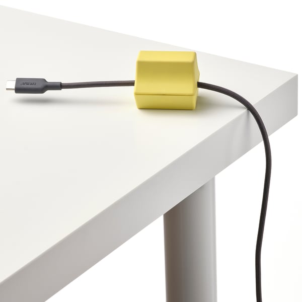 HAVSKÅL 2-piece, USB anchor, black/yellow, 4.3x4.1 cm