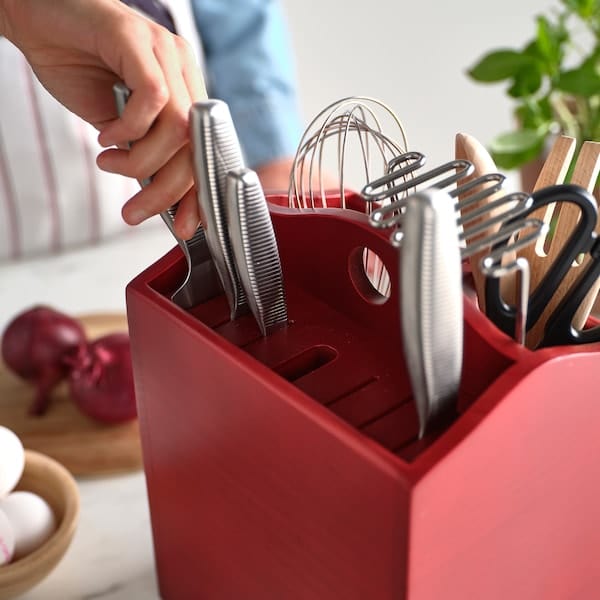 Ikea HAVSMAL - Knife block, brown-red