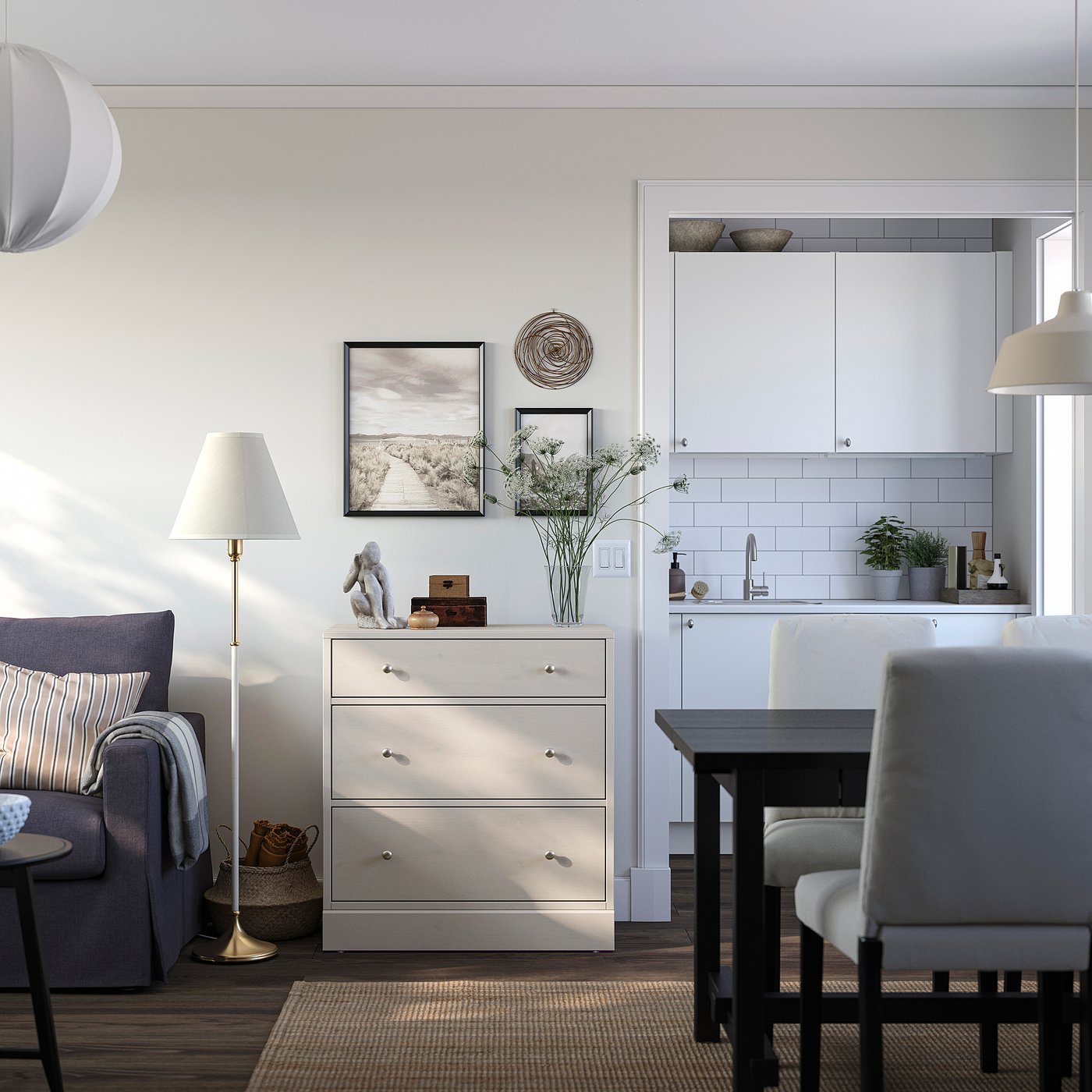 HAVSTA chest of 3 drawers, grey-beige, 81x47x89 cm