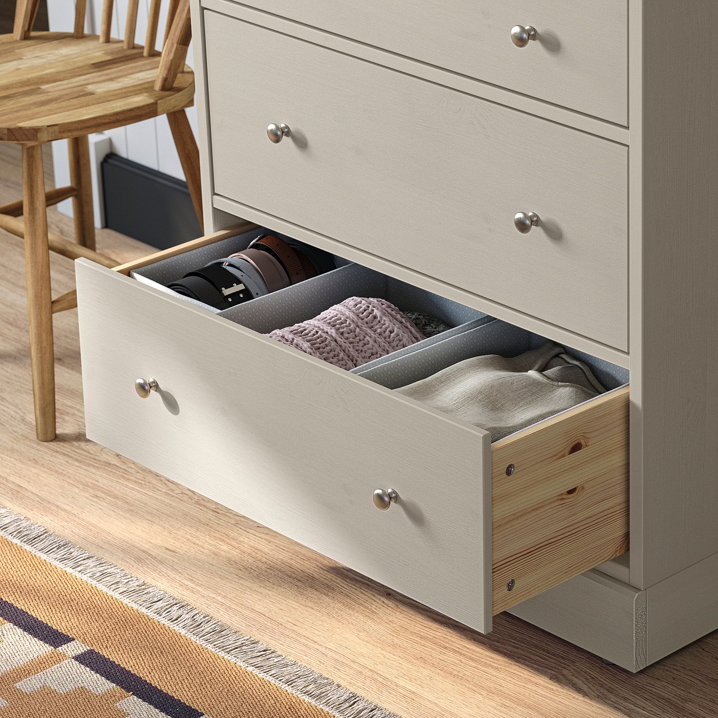 HAVSTA chest of 3 drawers, grey-beige, 81x47x89 cm