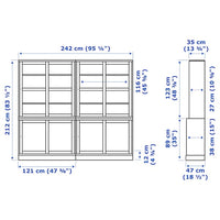 HAVSTA - Storage comb w sliding glass doors, white, 242x47x212 cm