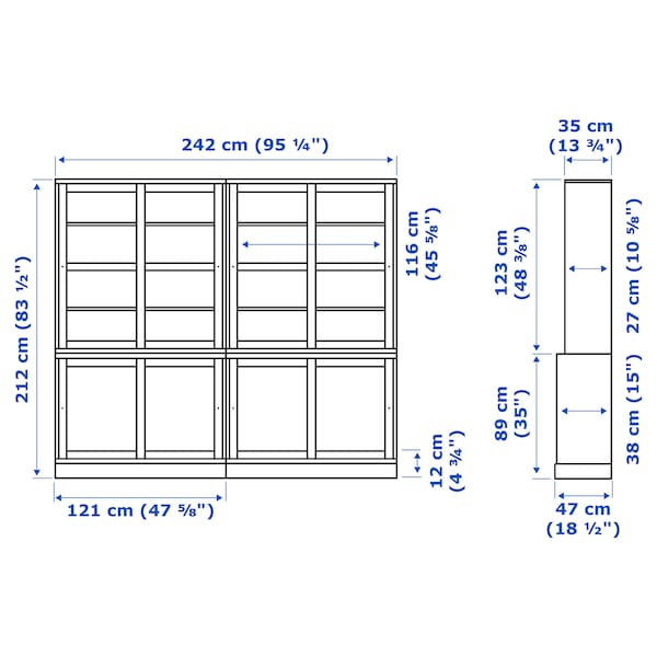 Ikea HAVSTA - Storage comb w sliding glass doors, white, 242x47x212 cm