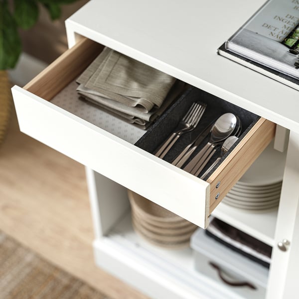 HAVSTA - HAVSTA Storage comb w sliding glass doors, white, 242x47x212 cm