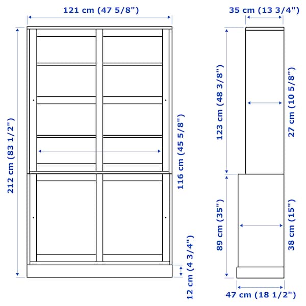 Ikea HAVSTA - Storage comb w sliding glass doors, grey-beige, 121x47x212 cm