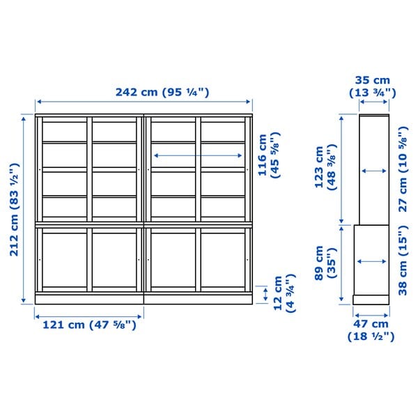 Ikea HAVSTA - Storage comb w sliding glass doors, grey-beige, 242x47x212 cm