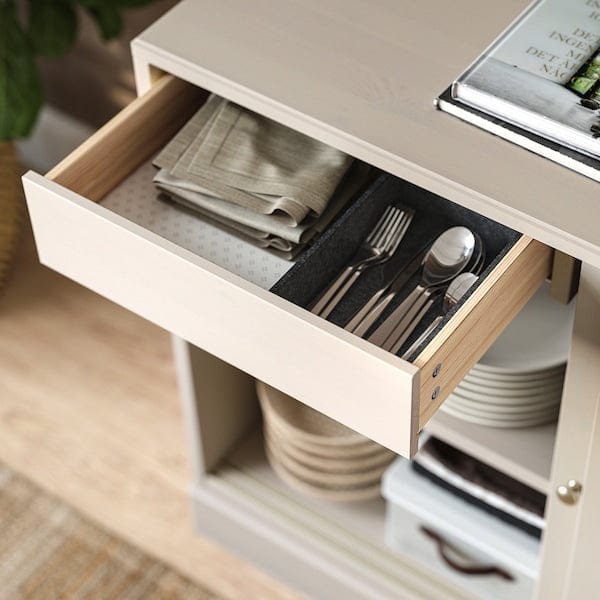 Ikea HAVSTA - Storage comb w sliding glass doors, grey-beige, 242x47x212 cm