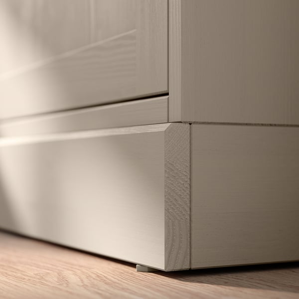 HAVSTA storage comb w sliding glass doors, grey-beige, 242x47x212 cm