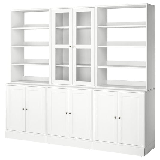 HAVSTA - Storage combination w glass doors, white, 243x47x212 cm