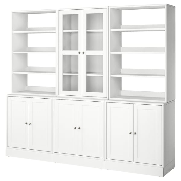 HAVSTA storage combination w glass doors, white, 243x47x212 cm