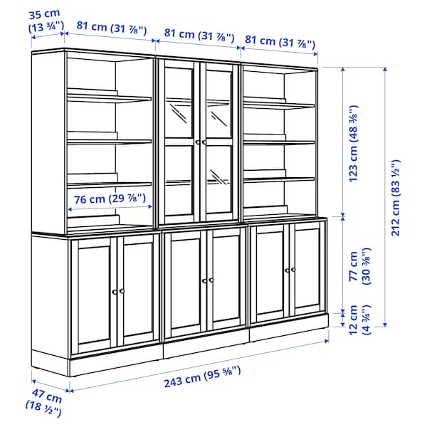 HAVSTA - Storage combination w glass doors, white, 243x47x212 cm