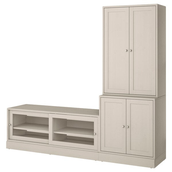 HAVSTA - TV storage combination, grey-beige, 241x47x212 cm