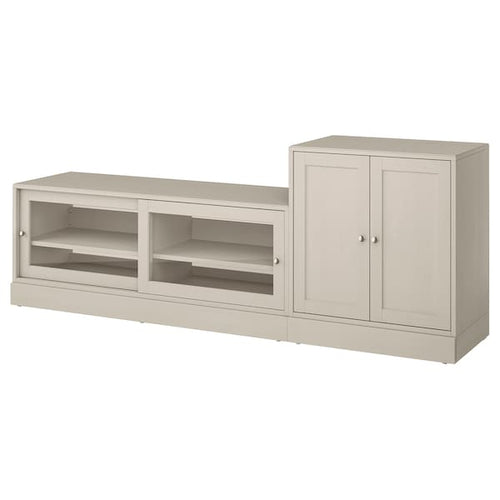 HAVSTA - TV storage combination, grey-beige, 241x47x89 cm